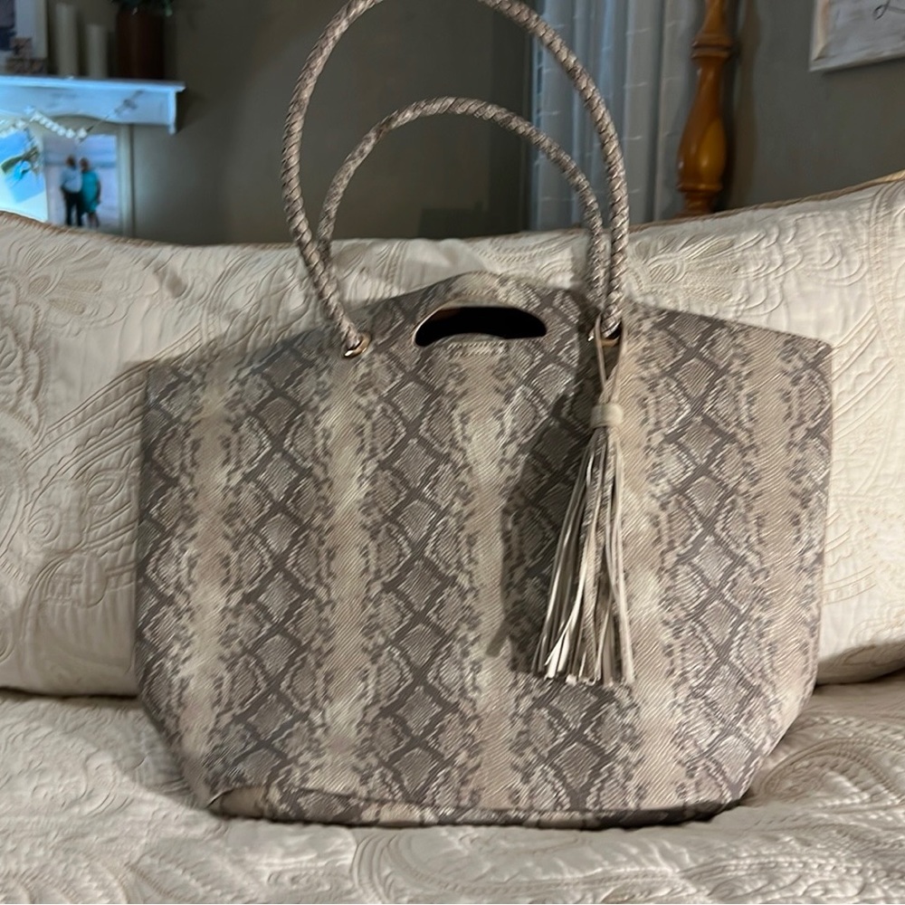 Carolyn Hill snake skin tote